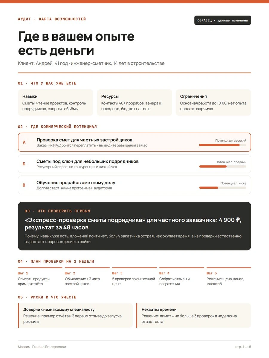 Образец страницы PDF-результата аудита